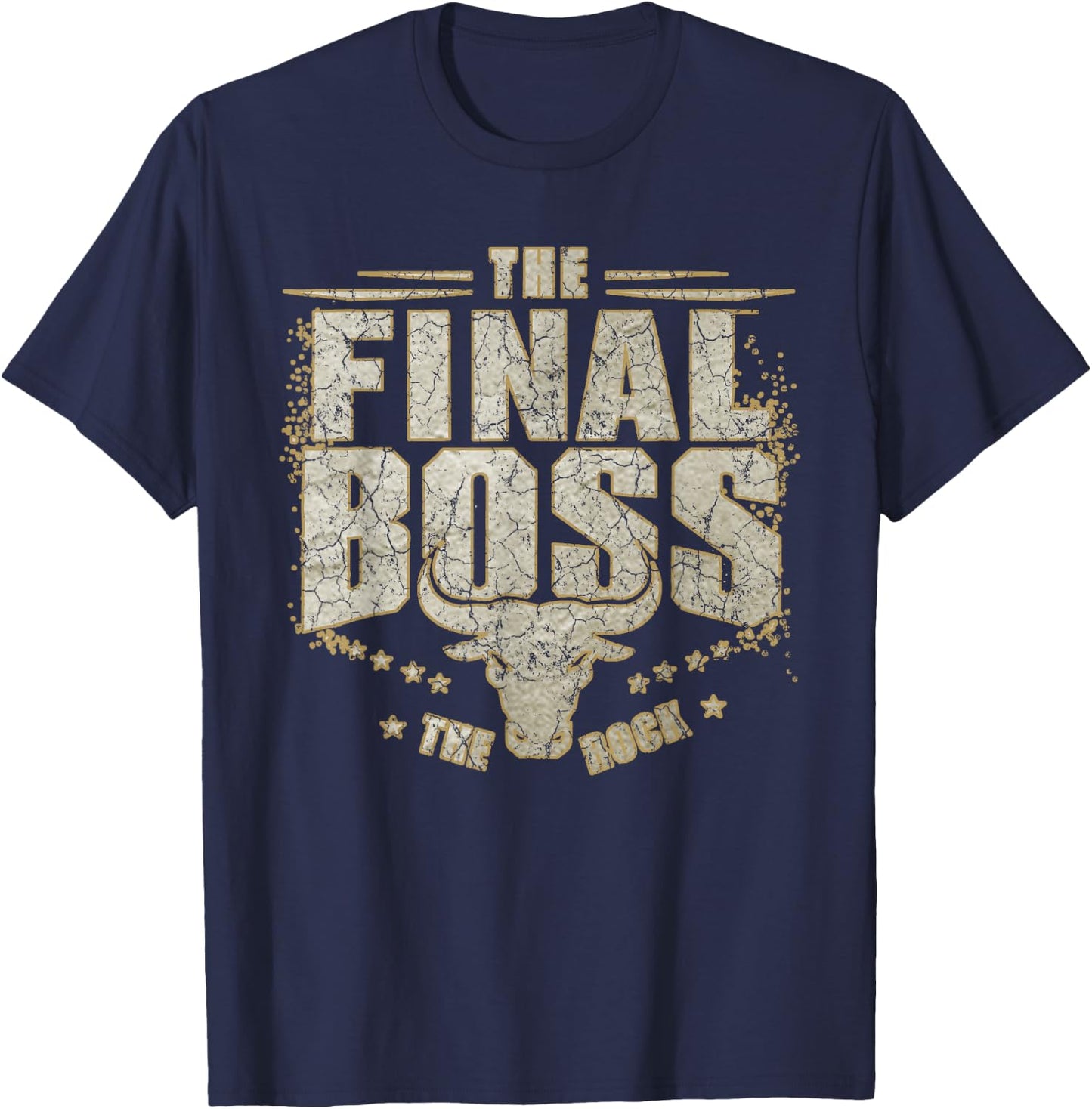 The Final Boss Vintage Rock Music Final Boss Gamer Bull Head T-Shirt - T-Shirt | Navy