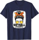 Cute Softball Mom Messy Bun Mommy Softball Player Women T-Shirt - T-Shirt | Navy