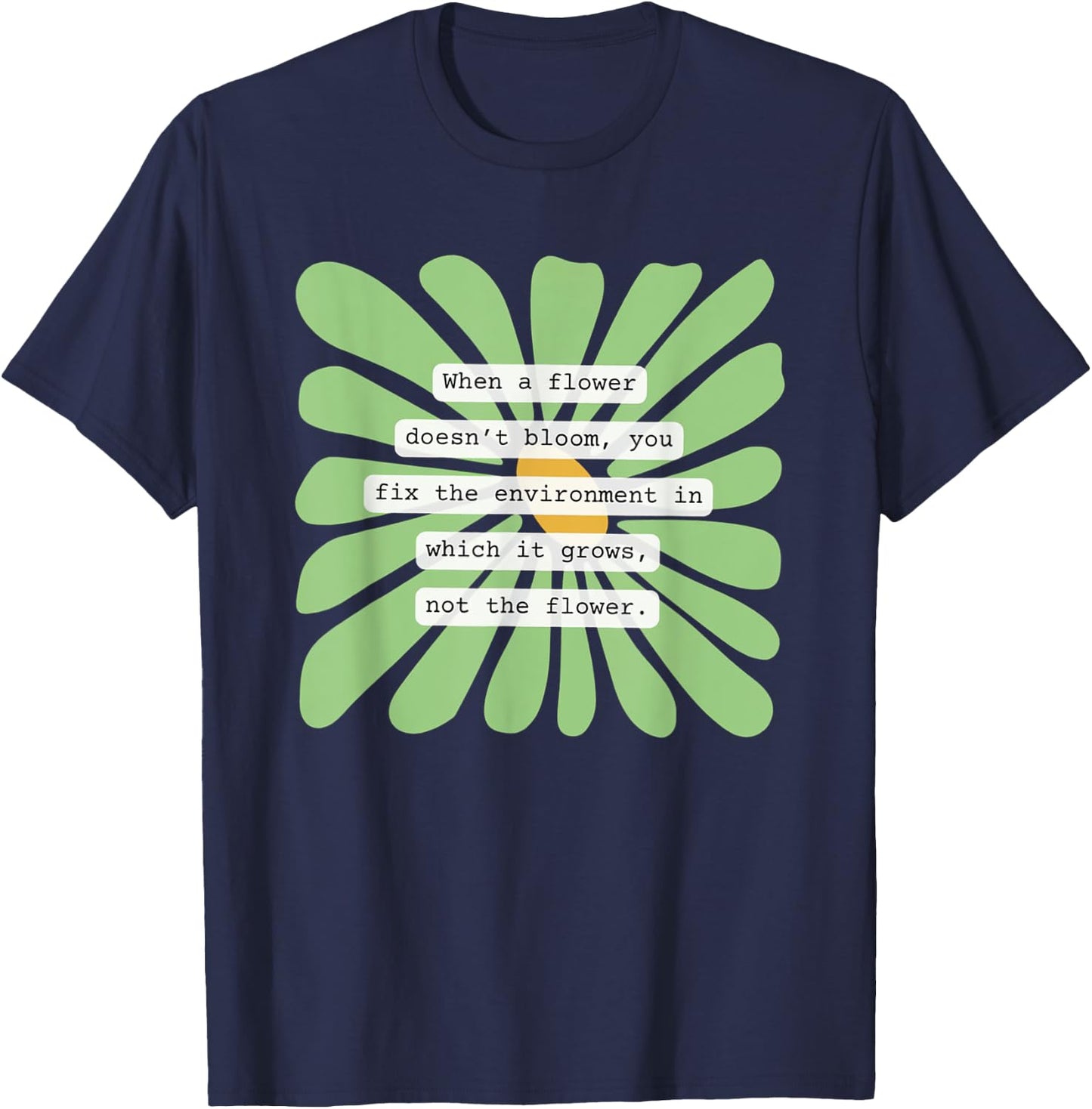 Women Environmental Behavioral Therapy Floral BCBA ABA RBT T-Shirt - T-Shirt | Navy