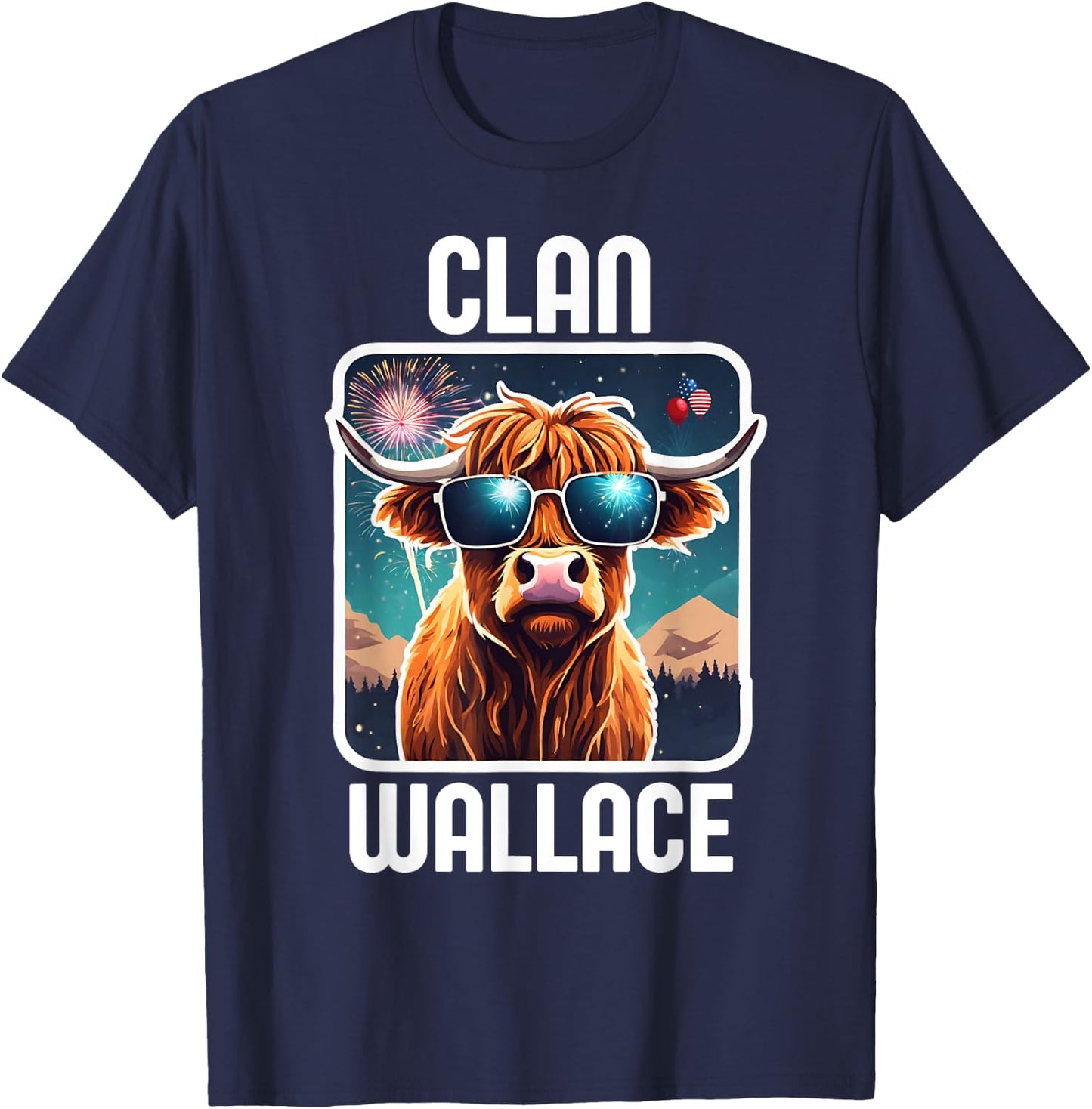 Wallace Clan 4th July Scottish Family Name USA Party T-Shirt - T-Shirt | Navy