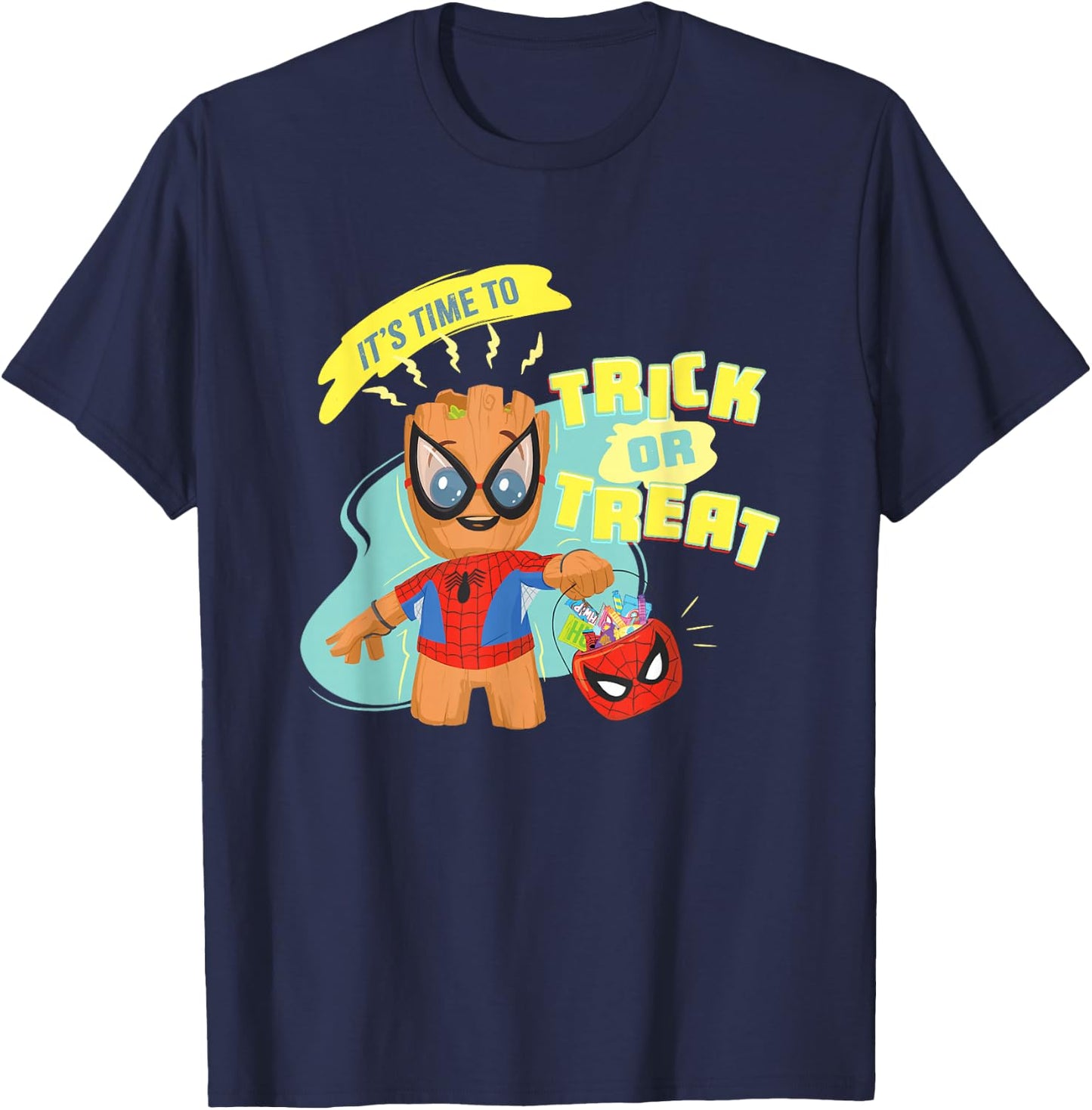Marvel Classic Halloween Time To Trick Or Treat Baby Groot T-Shirt - T-Shirt | Navy