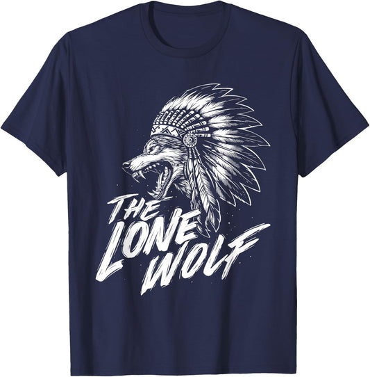 The Lone Wolf - Wolf Lover Outdoor Enthusiast T-Shirt - T-Shirt | Navy