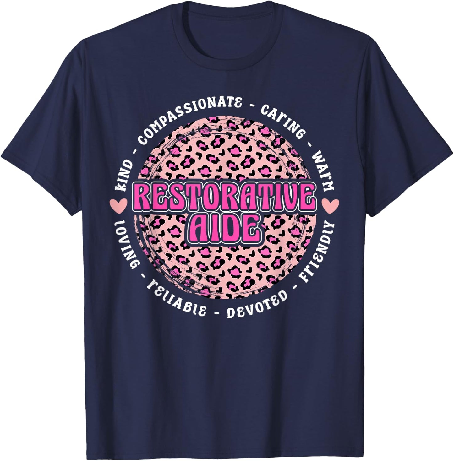 Cute Restorative Aide Leopard T-Shirt - T-Shirt | Navy