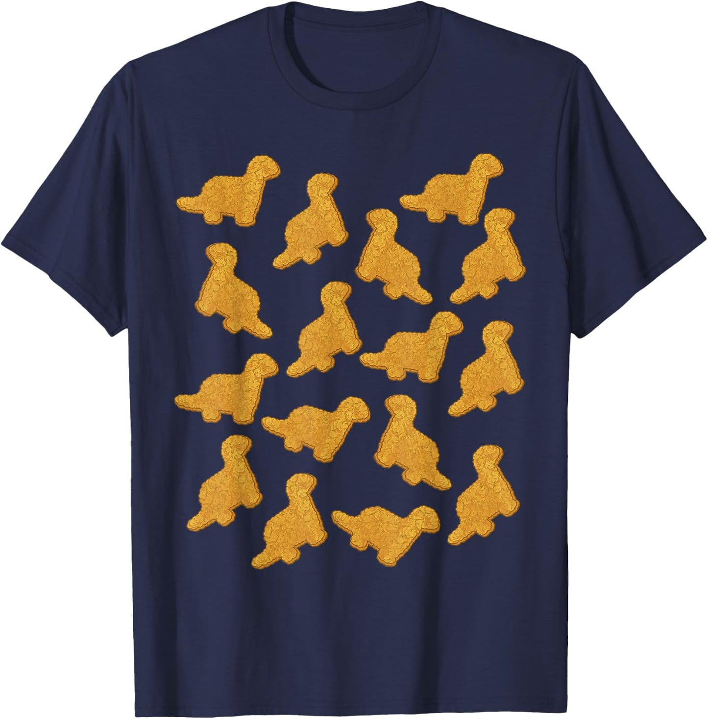 Dino Chicken Nugget Pattern T-Shirt - T-Shirt | Navy