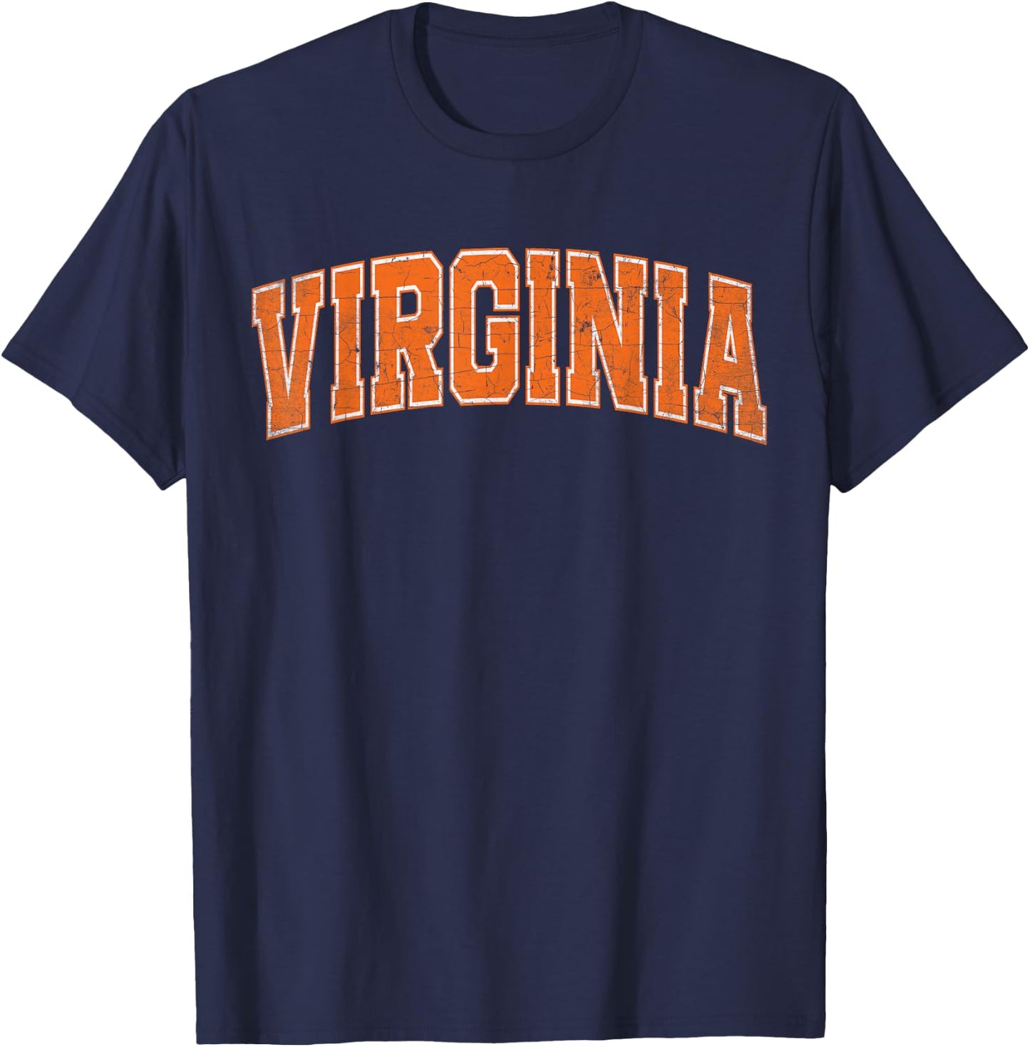 Virginia State Retro Orange Vintage Text T-Shirt - T-Shirt | Navy