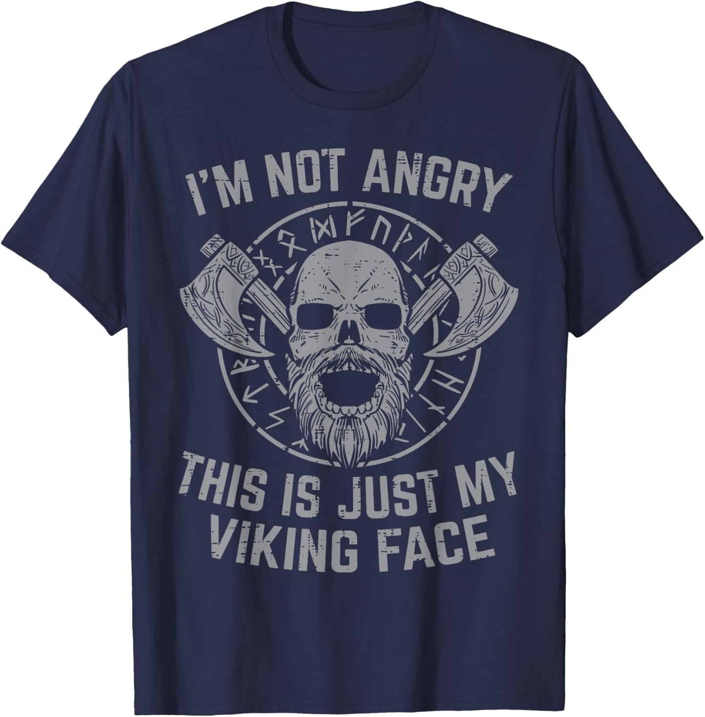 Not Angry This Is My Viking Face Funny Norse Men Women Kids T-Shirt - T-Shirt | Navy