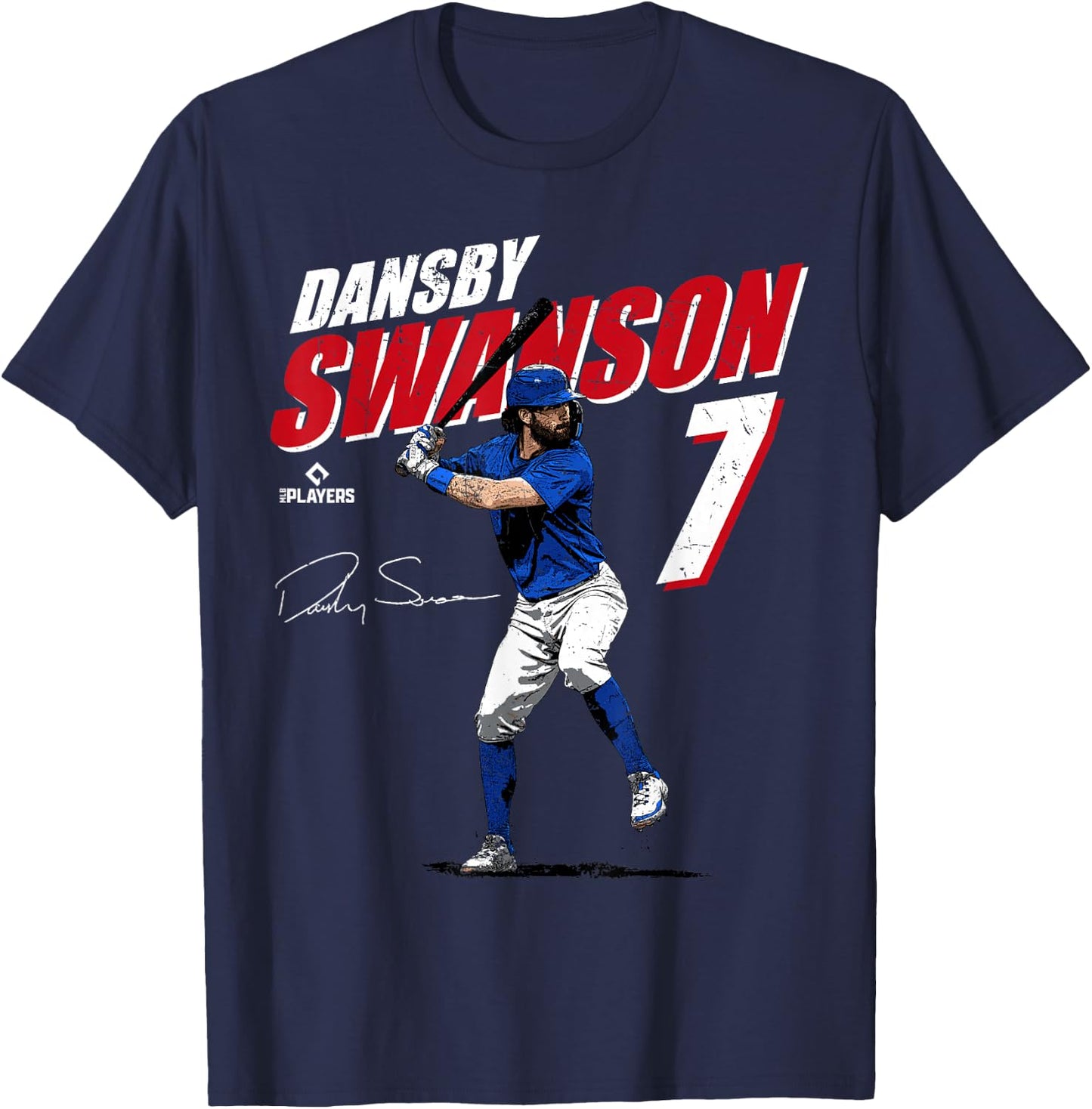 Dansby Swanson | Chicago Baseball Players | MLBDSN3001 T-Shirt - T-Shirt | Navy