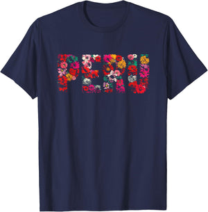 Peru Lover - Floral Peruvian Vacation Souvenir , Small, Black T-Shirt - T-Shirt | Navy