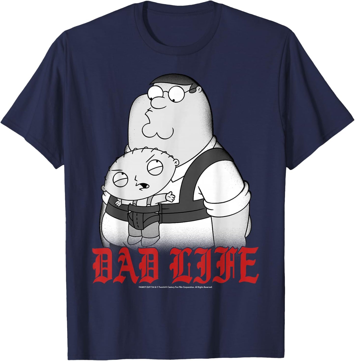 Family Guy Peter Stewie Dad Life Distressed Big Chest Logo T-Shirt - T-Shirt | Navy