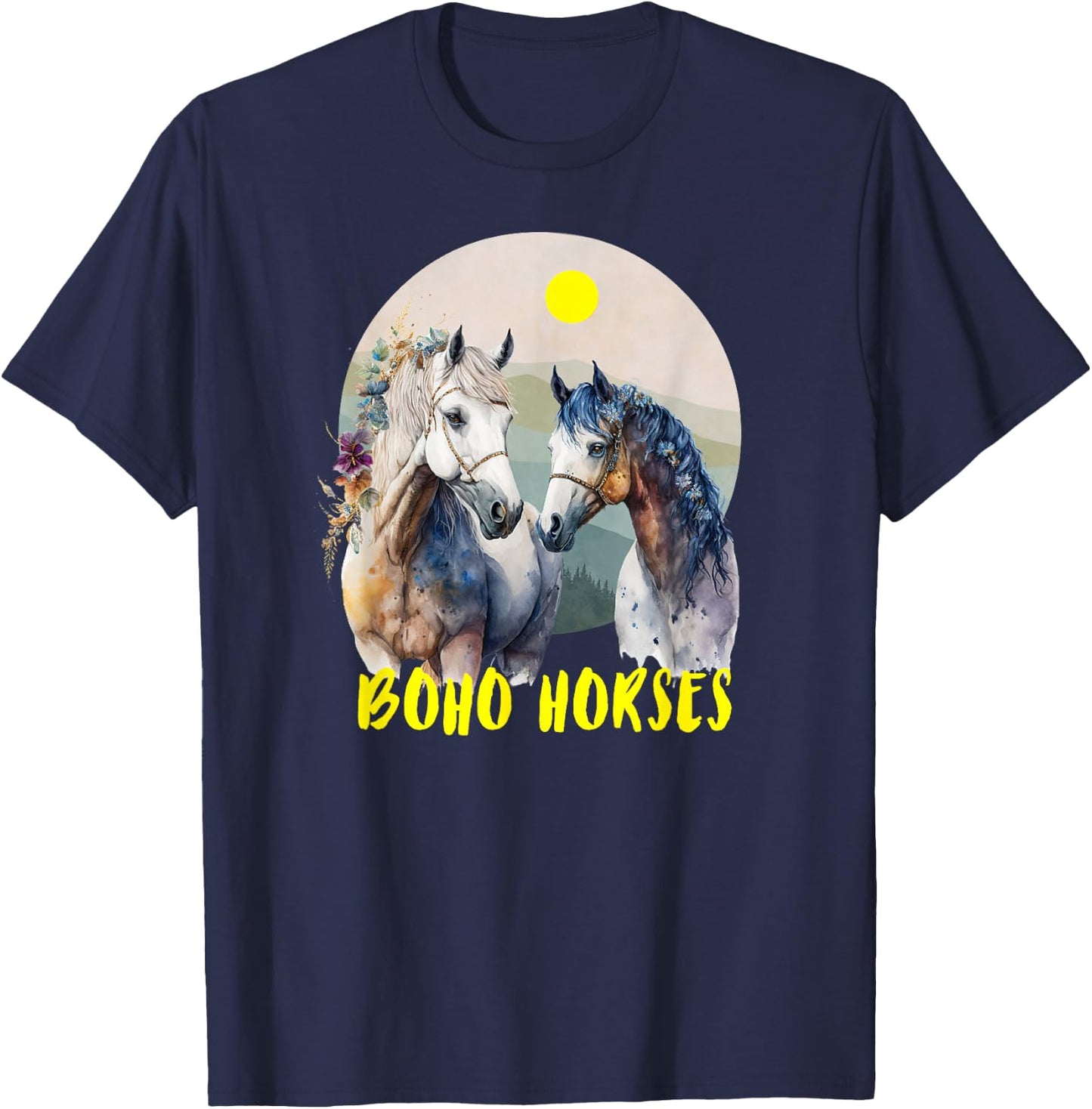 BoHo Horses T-Shirt - T-Shirt | Navy