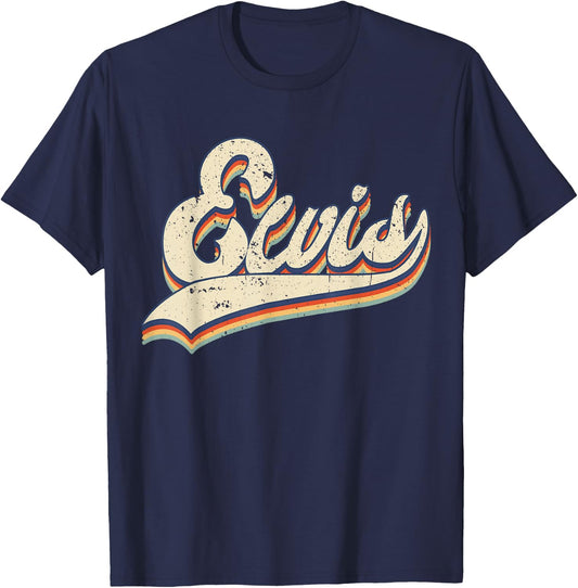 Elvis Name Personalized Vintage Retro Men Women T-Shirt - T-Shirt | Navy