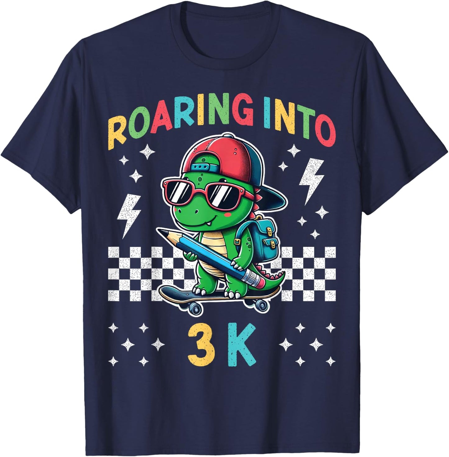 Roaring Into 3K Dinosaur First Day of K3 Kid Im Ready for 3K T-Shirt - T-Shirt | Navy