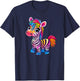 Colorful Rainbow Zebra Animal Art T-Shirt - T-Shirt | Navy