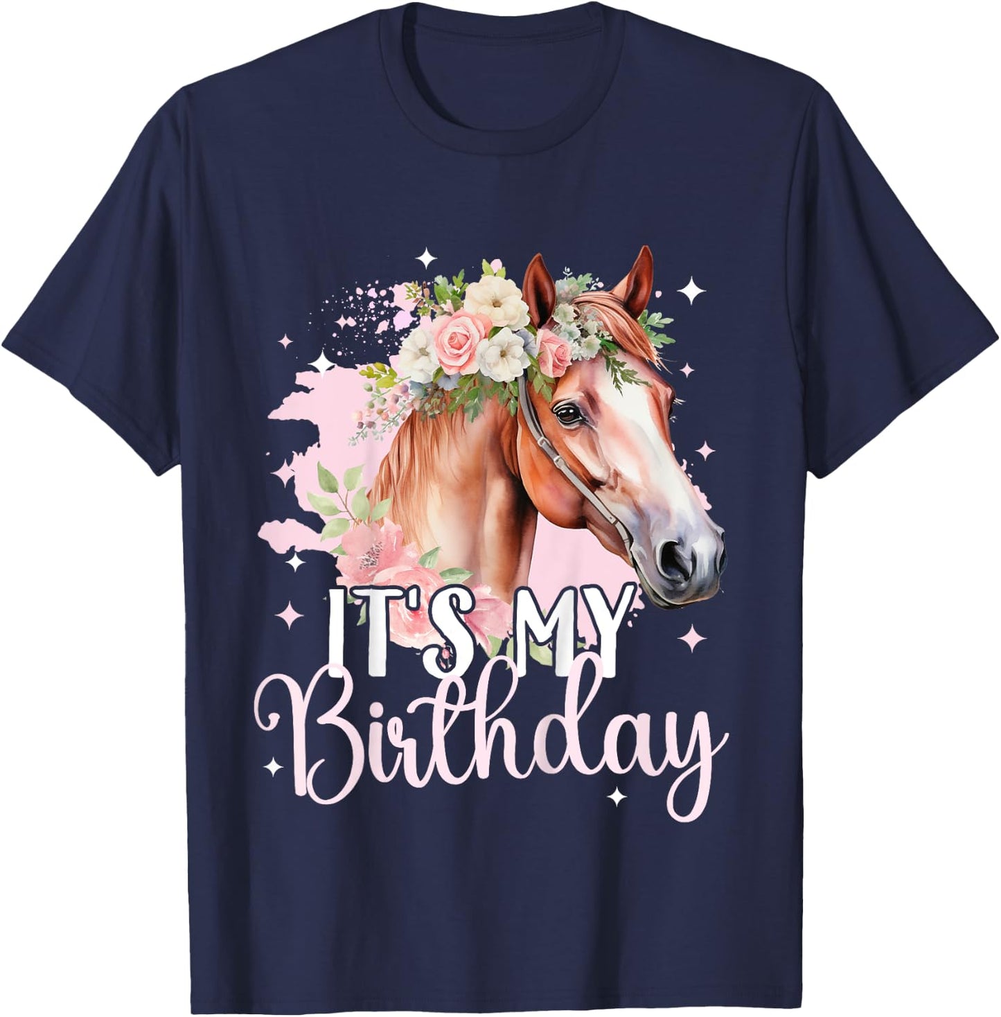 Birthday Girl Horse Birthday Princess Its my Birthday Girl T-Shirt - T-Shirt | Navy