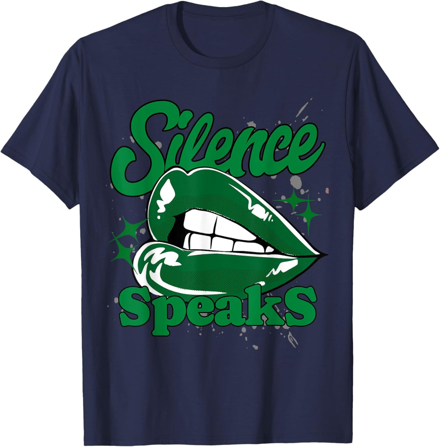 Silence Speaks Lucky Green 5s Matching Women T-Shirt - T-Shirt | Navy