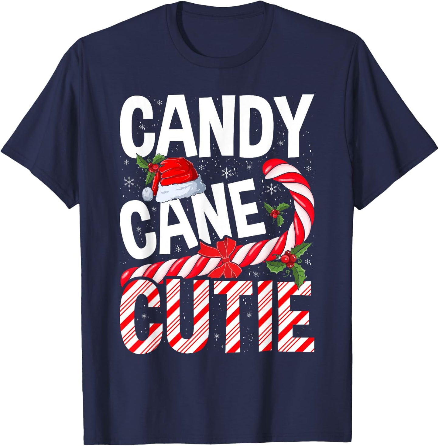 Candy Cane Cutie Christmas Xmas Women Girls Kids Toddler T-Shirt - T-Shirt | Navy