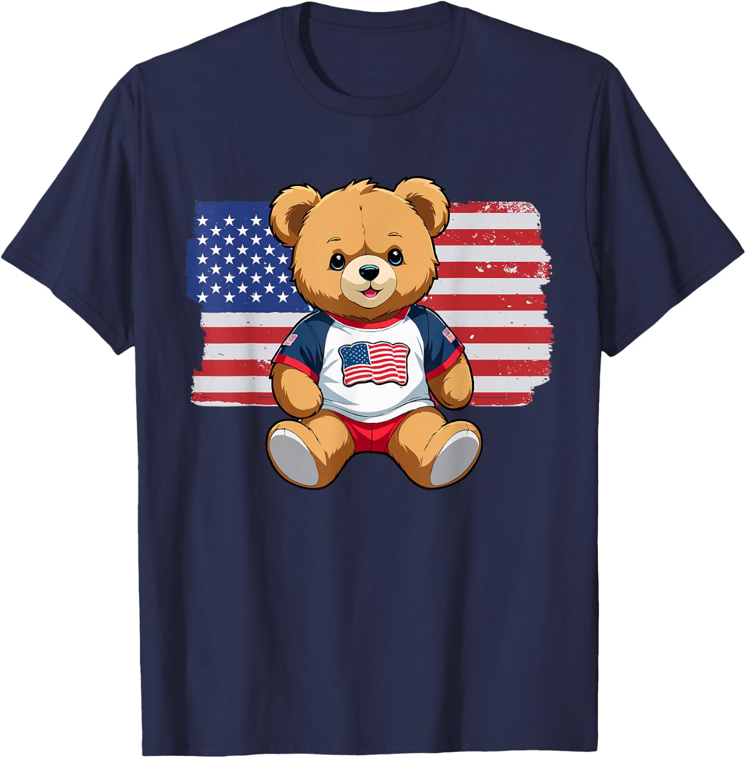 America US Flag Teddy Bear Patriot T-Shirt - T-Shirt | Navy