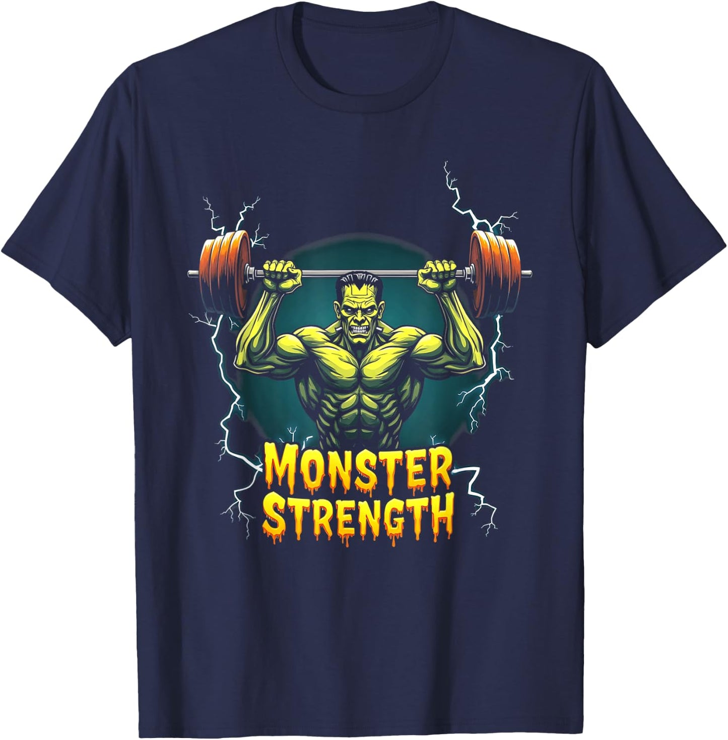 Frankenstein Monster Halloween Gym Workout Monster Strength T-Shirt - T-Shirt | Navy
