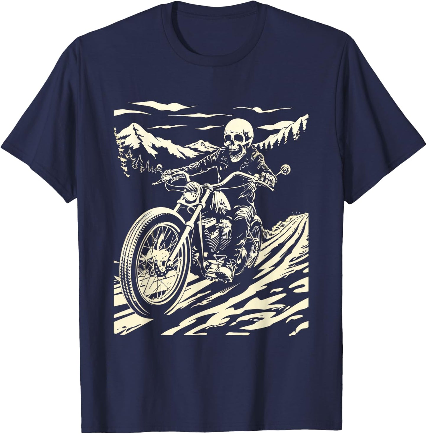 Skeleton Vintage Motorcycle Skeleton rider T-Shirt - T-Shirt | Navy