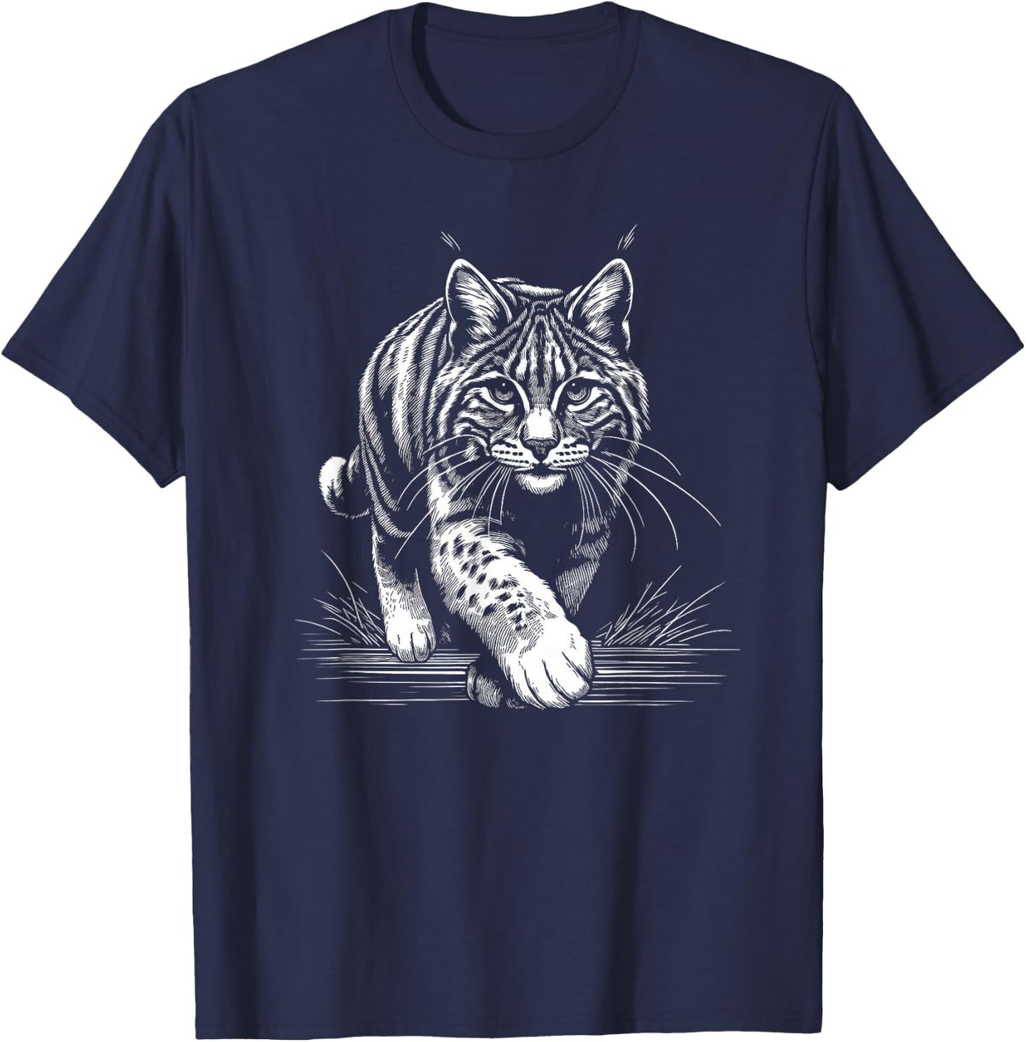 Running Bobcat Graphic Design and Men T-Shirt - T-Shirt | Navy
