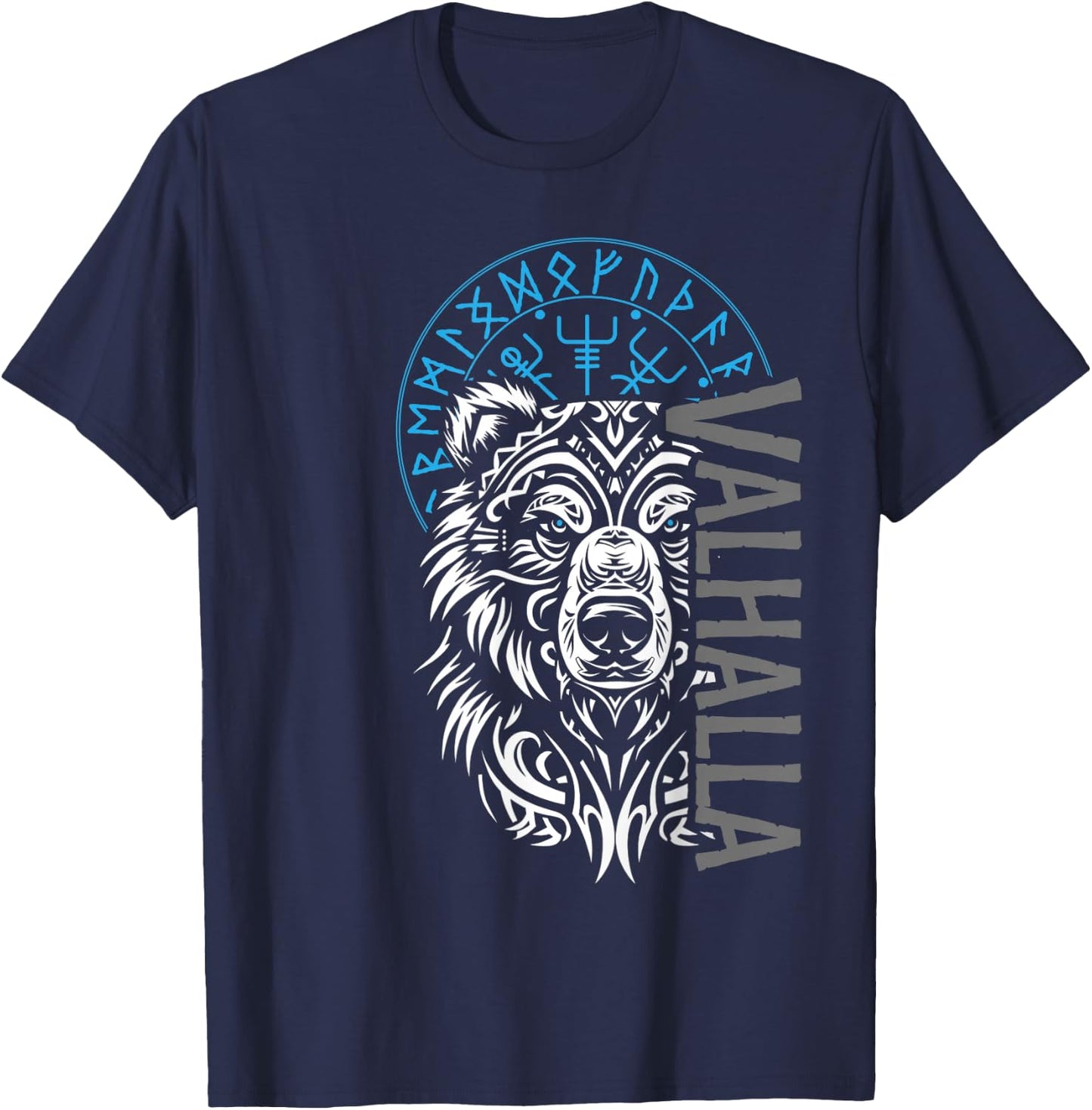 Valhalla & Viking Compass - Nordic Bear Design T-Shirt - T-Shirt | Navy