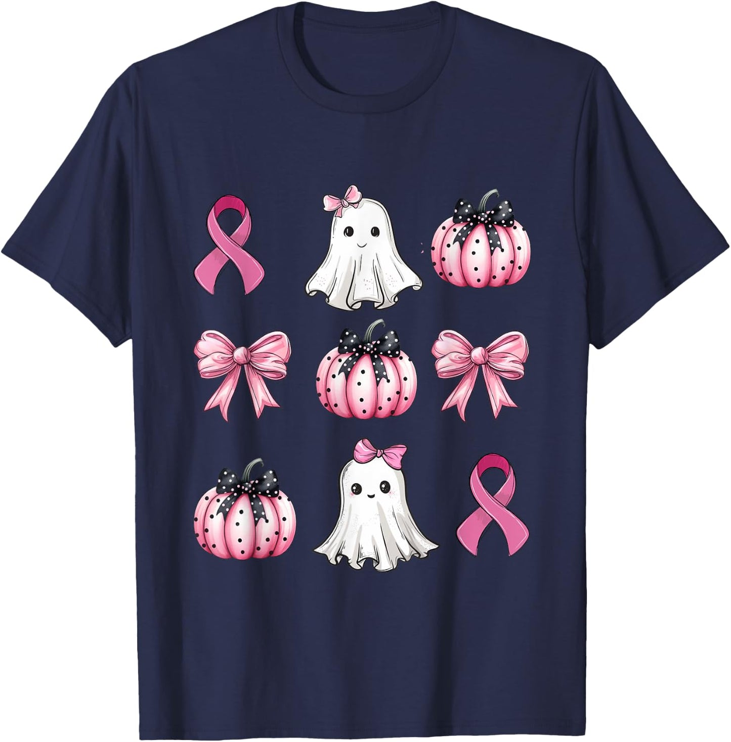 Breast Cancer Awareness Coquette Pink Pumpkin Rippon Women's T-Shirt - T-Shirt | Navy