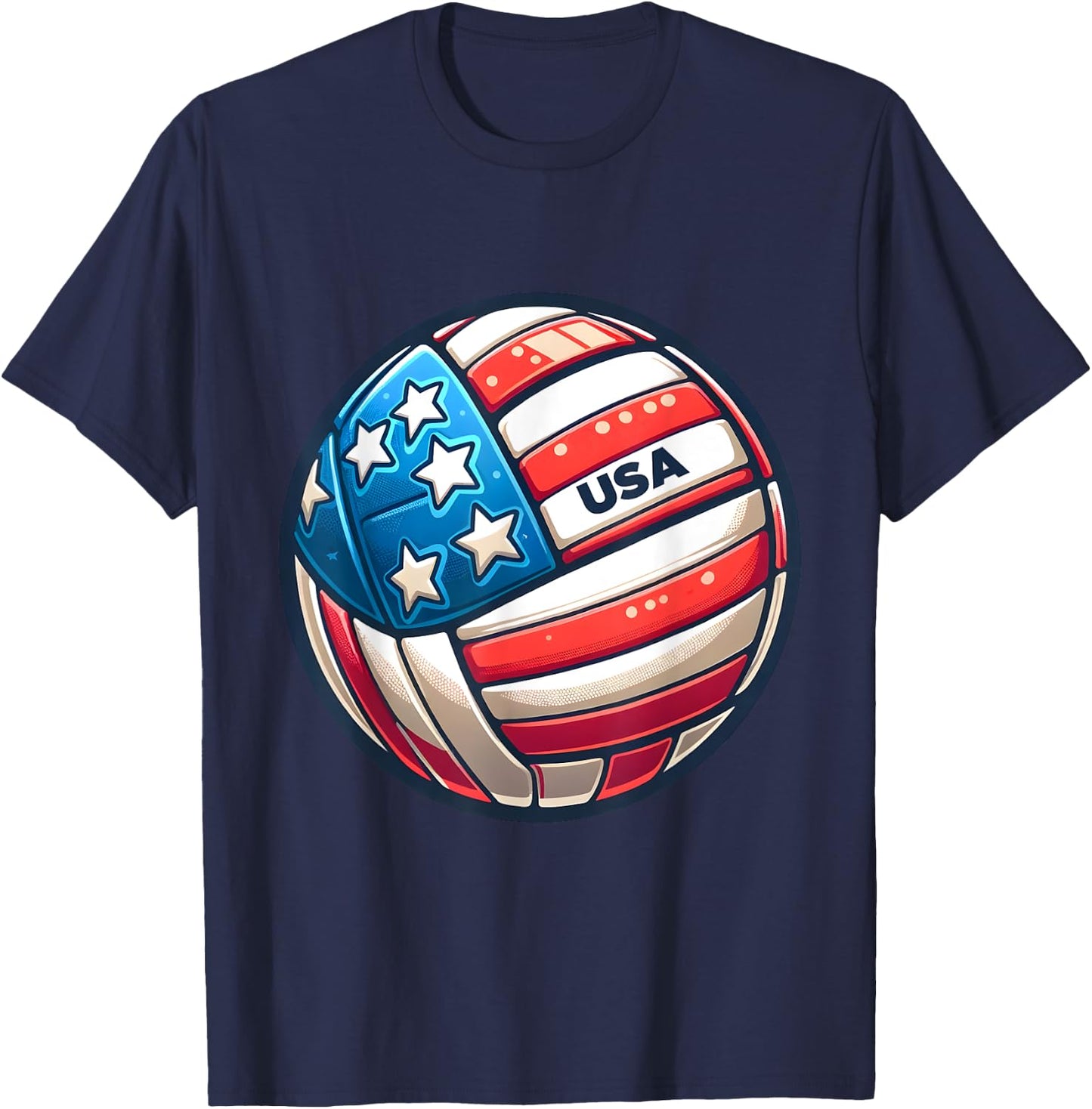 Volleyball Support Team Flag USA Beach American Men Women Kids T-Shirt - T-Shirt | Navy