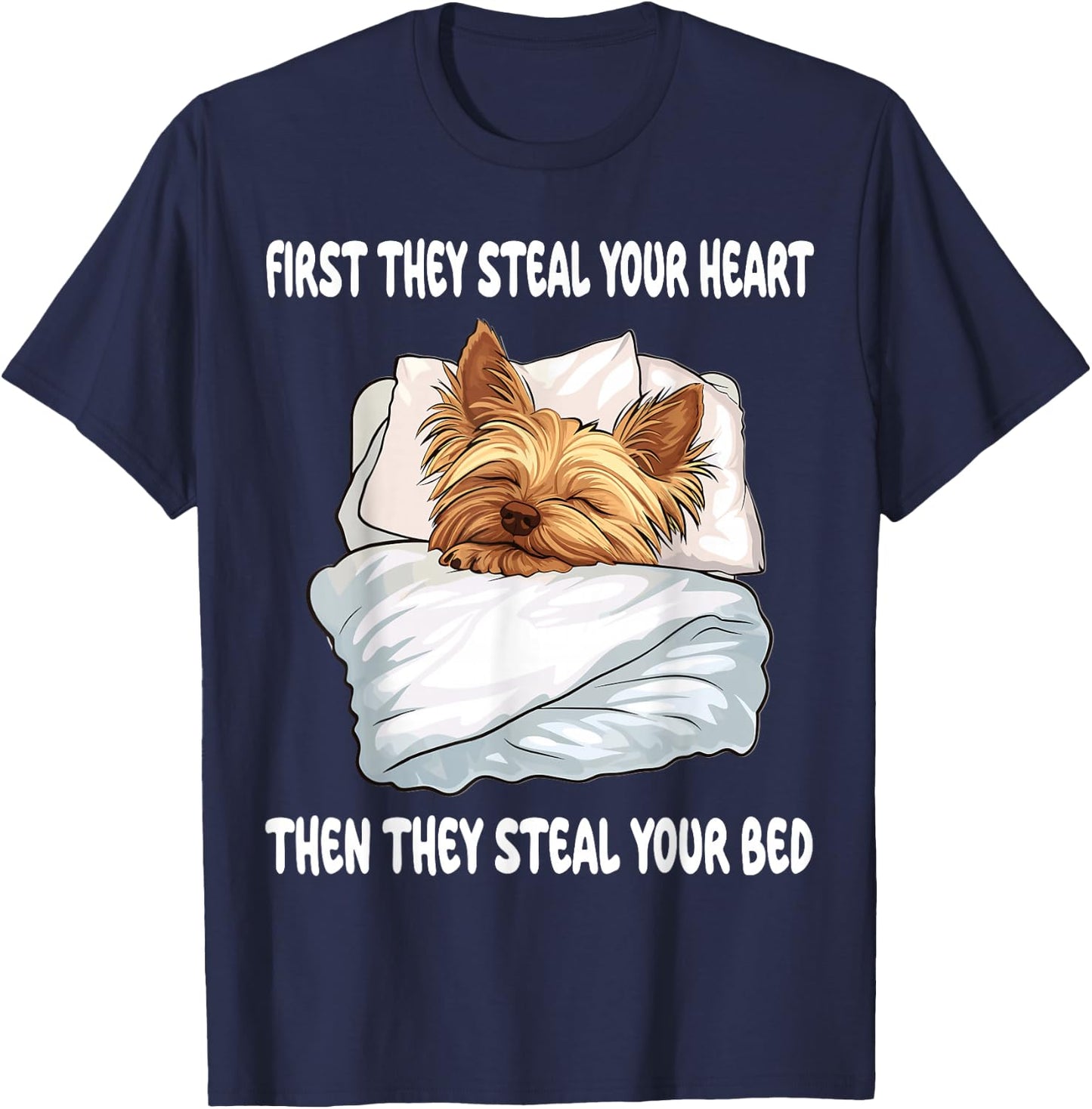Yorkshire Terrier Yorkie Sleeping Pajamas Nightgown T-Shirt - T-Shirt | Navy