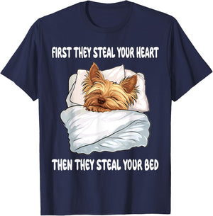 Yorkshire Terrier Yorkie Sleeping Pajamas Nightgown T-Shirt - T-Shirt | Navy