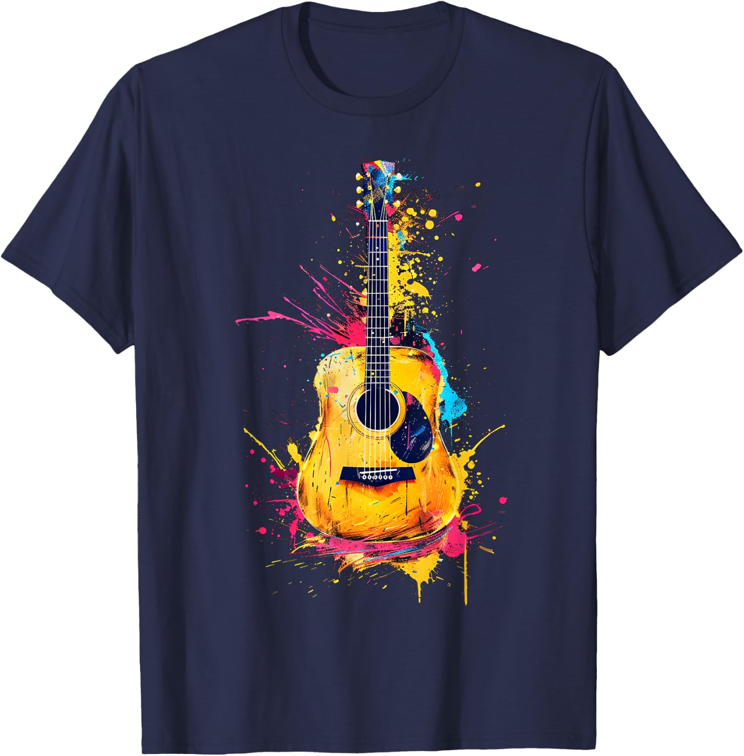 Men, Women and Kids Acoustic Guitar T-Shirt - T-Shirt | Navy