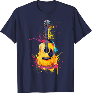 Men, Women and Kids Acoustic Guitar T-Shirt - T-Shirt | Navy