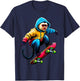 Cool Funky Capuchin Monkey Skateboarding Illustration Art T-Shirt - T-Shirt | Navy