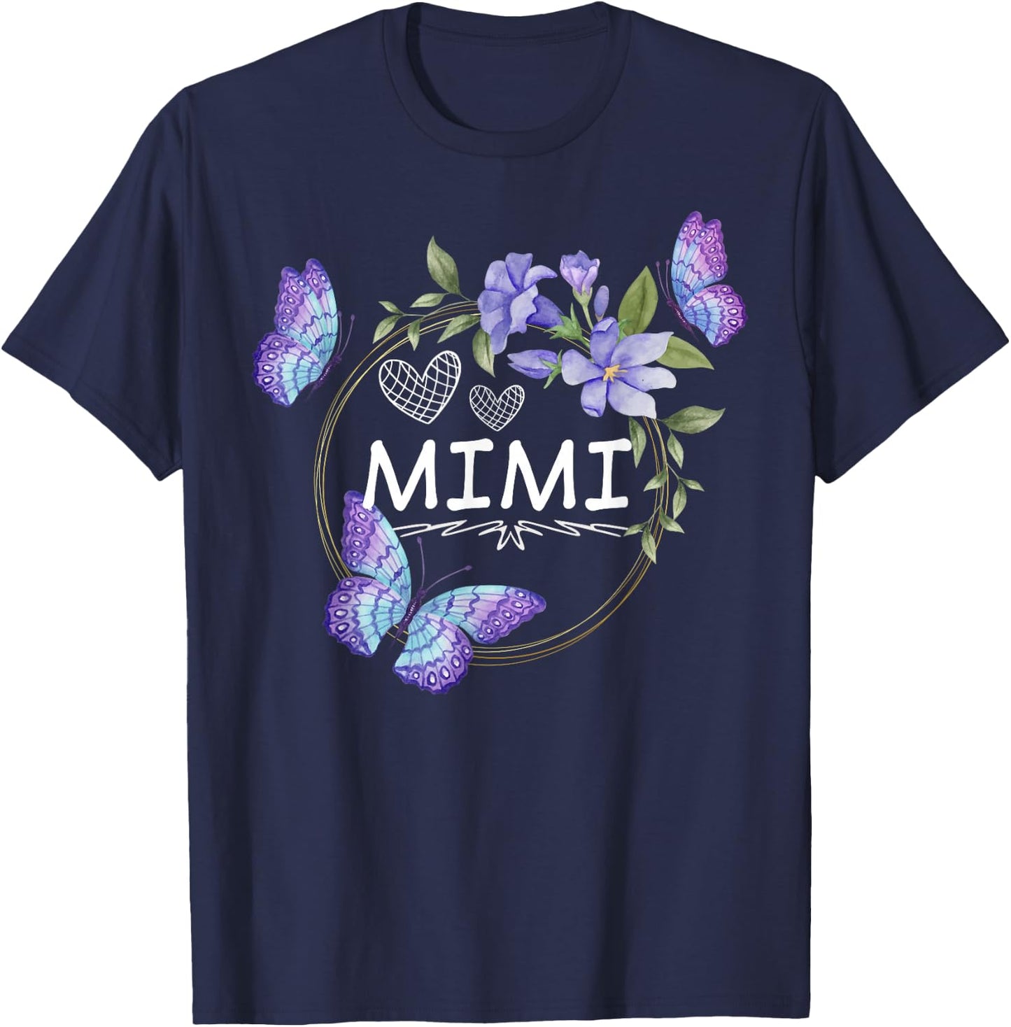 Mimi shirt with butterflies Mother's Day T-Shirt - T-Shirt | Navy