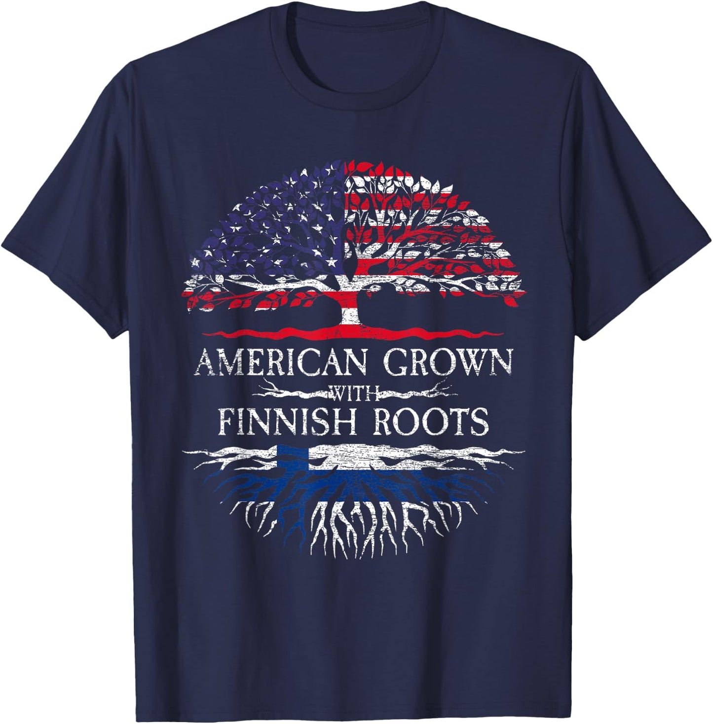 American Grown with Finnish Roots Finland T-Shirt - T-Shirt | Navy