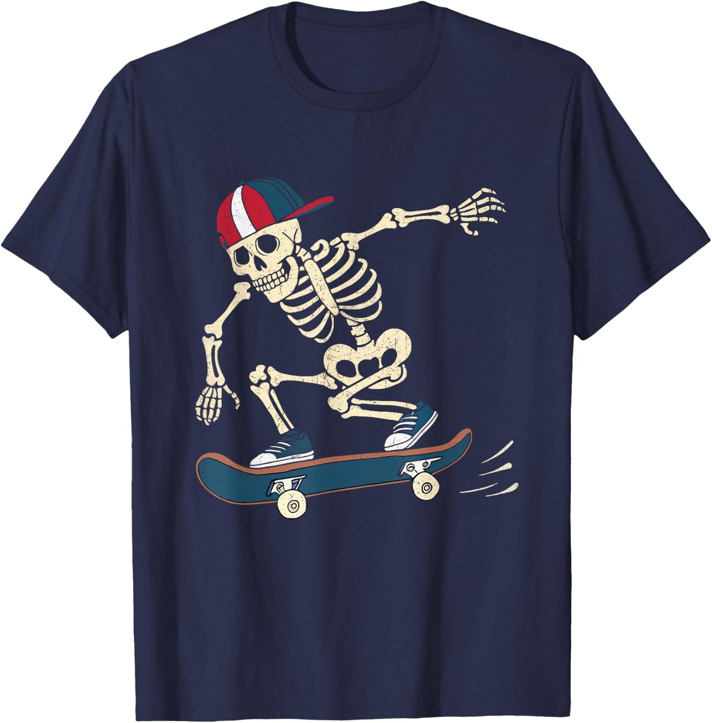 Skateboard Skeleton Halloween Skateboarding Skater Boys T-Shirt - T-Shirt | Navy