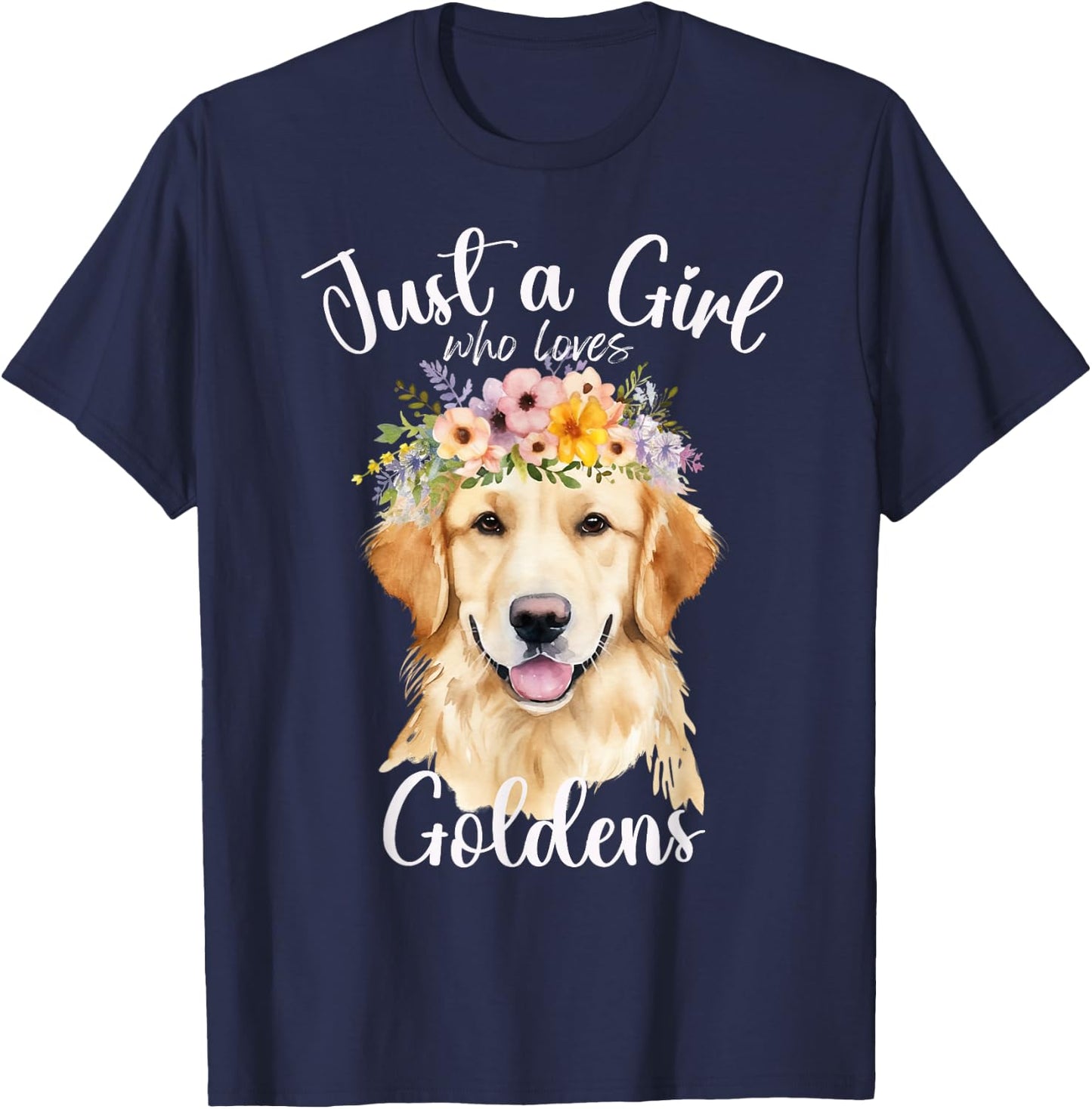 Just a Girl Who Loves Golden Retrievers Dogs kids teens T-Shirt - T-Shirt | Navy