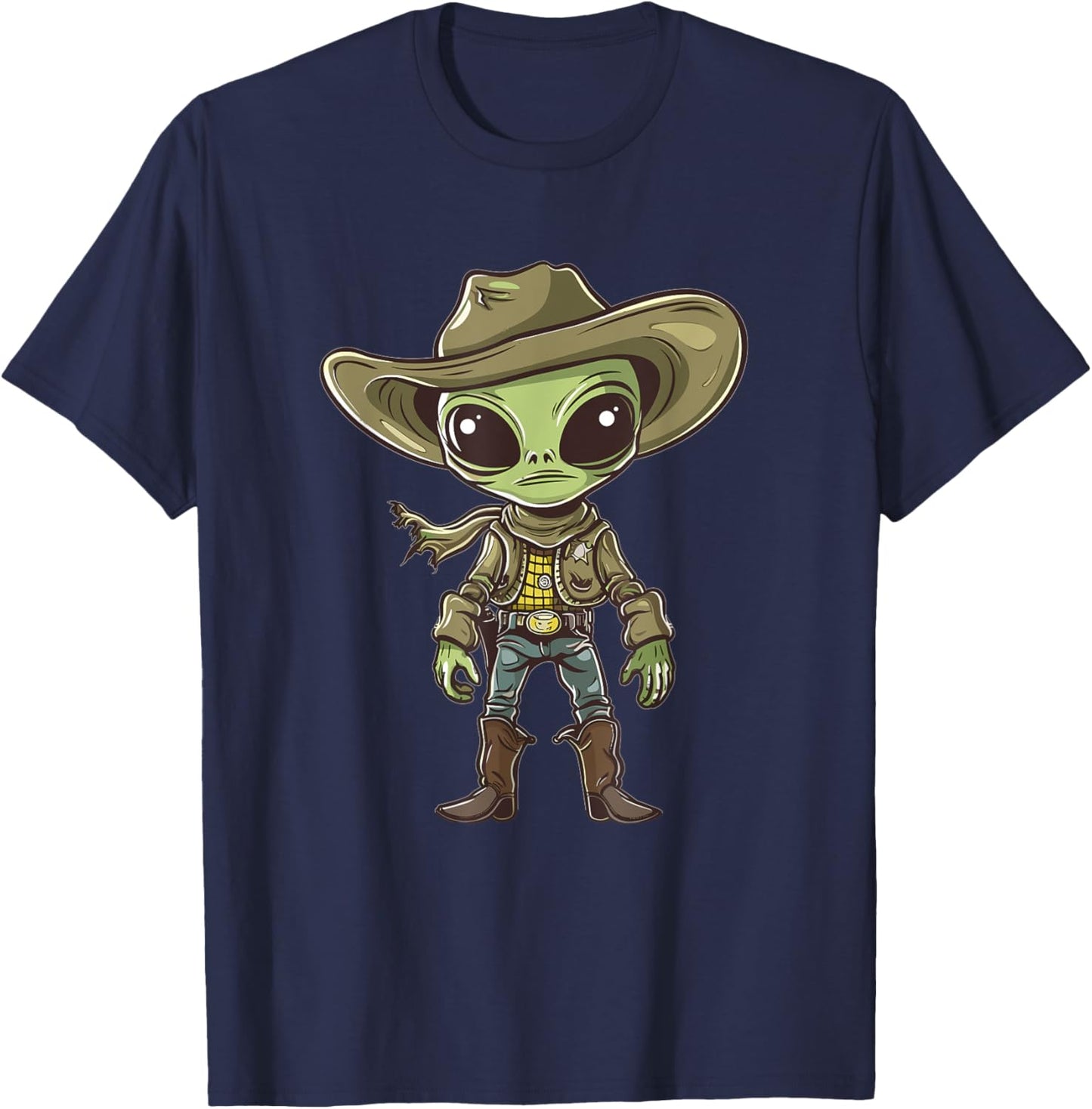 Cute Alien Cowboy T-Shirt - T-Shirt | Navy