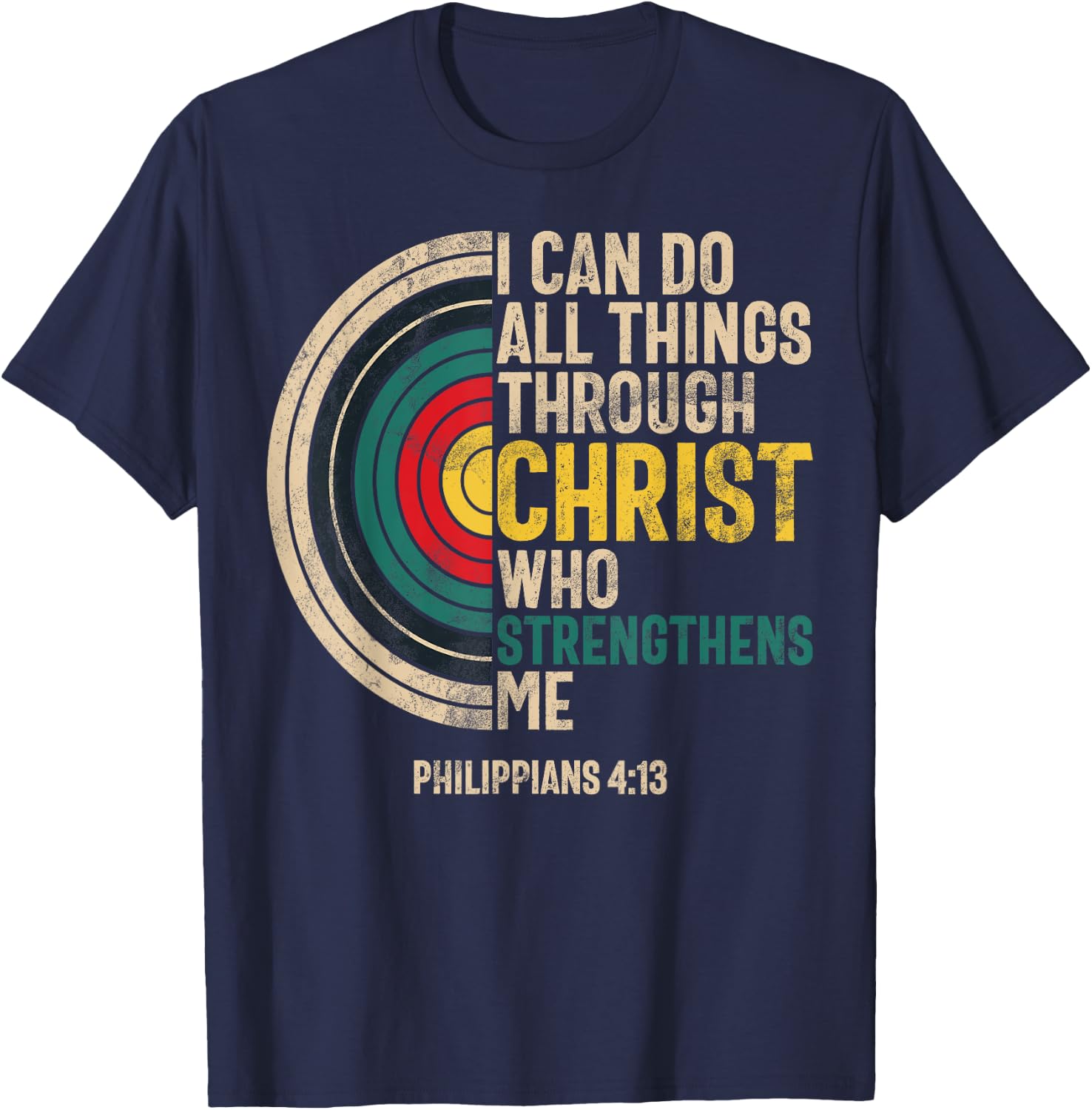 I Can Do All Things Through Christ Archery Bible Verse T-Shirt - T-Shirt | Navy