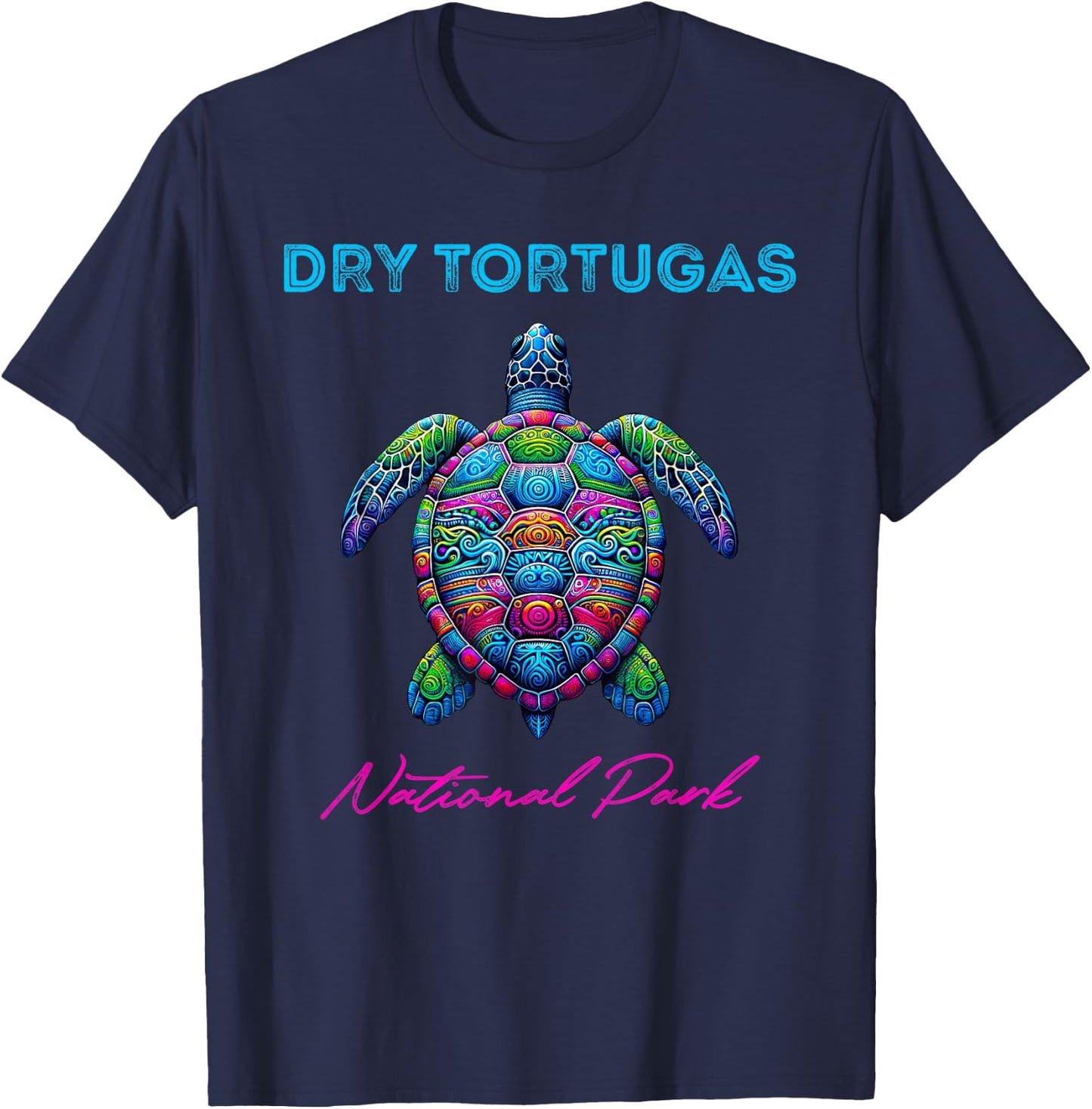 Dry Tortugas National Park Tribal Beach Sea Turtle T-Shirt - T-Shirt | Navy