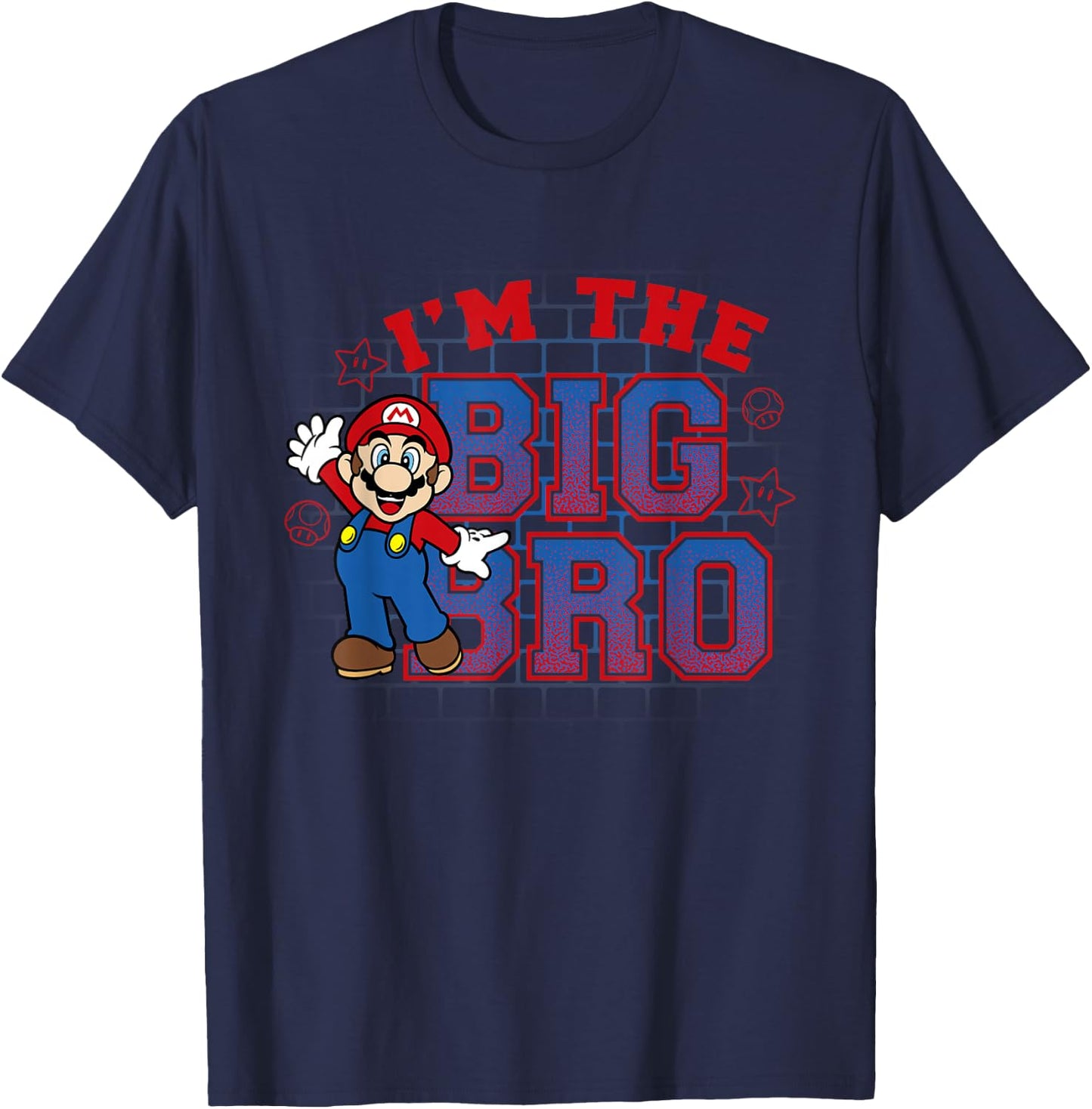 Super Mario I'm The Big Bro Portrait Text T-Shirt - T-Shirt | Navy