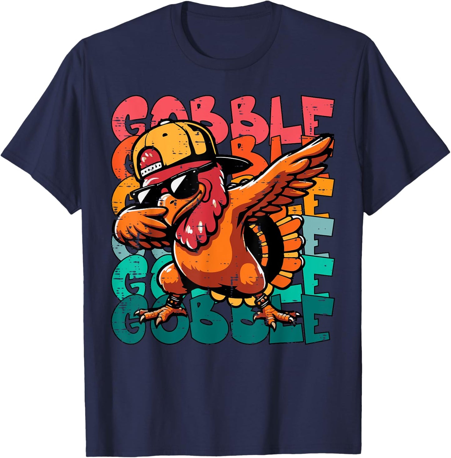 Thanksgiving Turkey Dab Gobble Funny Toddler Boys Kids Youth T-Shirt - T-Shirt | Navy