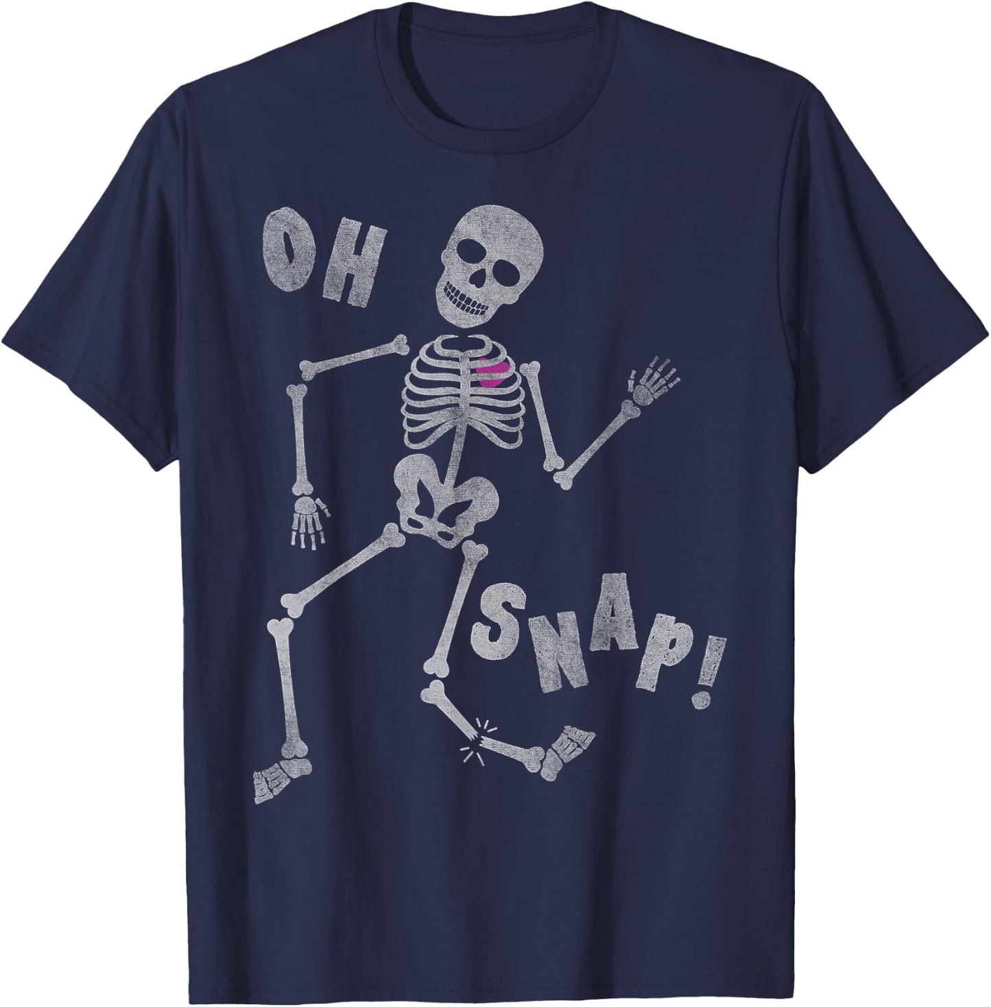 Halloween Oh Snap Skeleton Broken Leg T-Shirt - T-Shirt | Navy