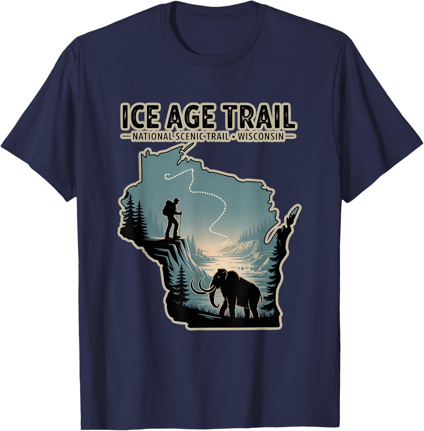 Ice Age Trail National Scenic Trail Wisconsin T-Shirt - T-Shirt | Navy