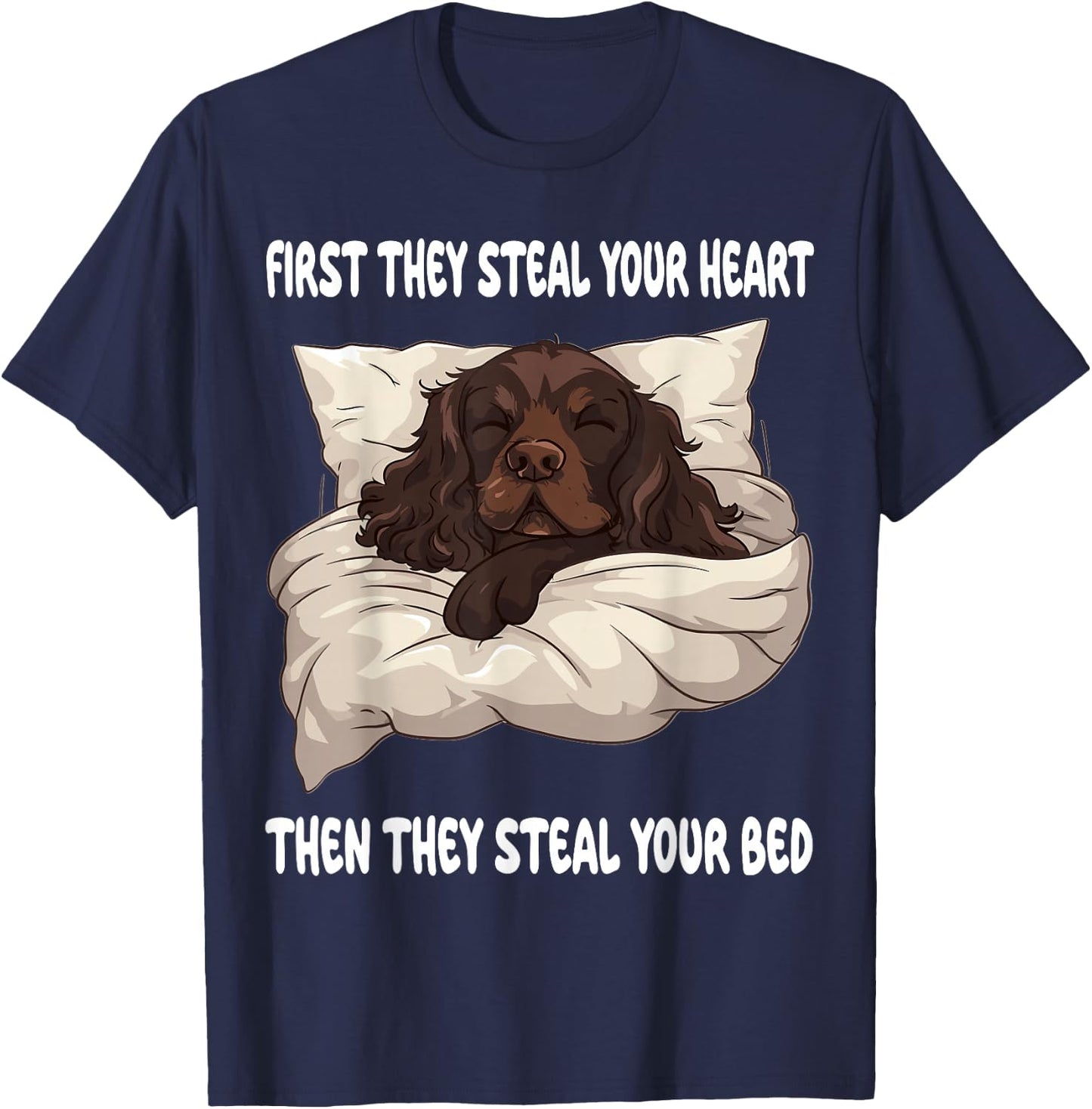 Boykin Spaniel Sleeping Pajamas Nightgown T-Shirt - T-Shirt | Navy