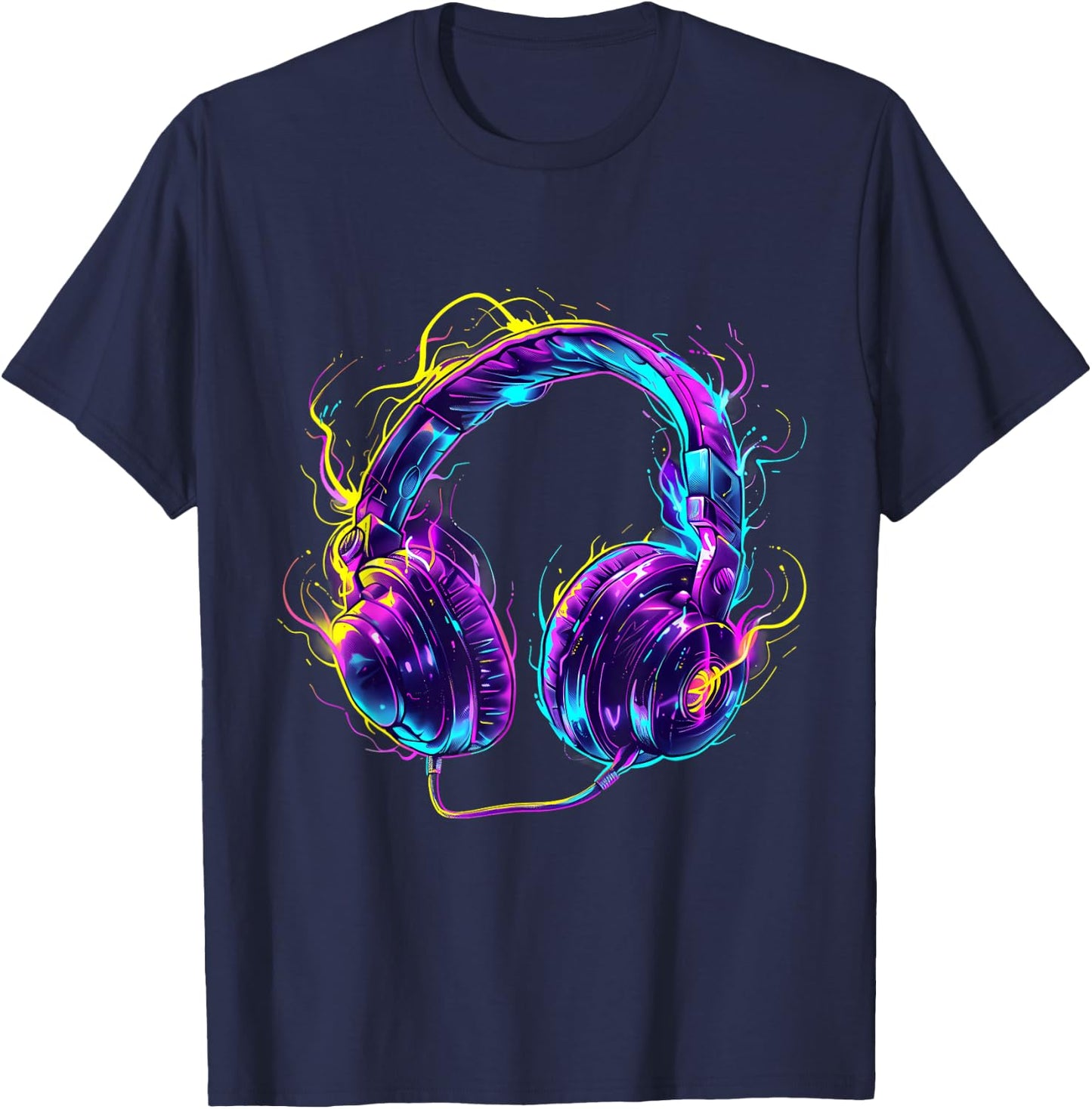 Headphones Music DJ Music Lover Beatmaker Techno Artwork T-Shirt - T-Shirt | Navy