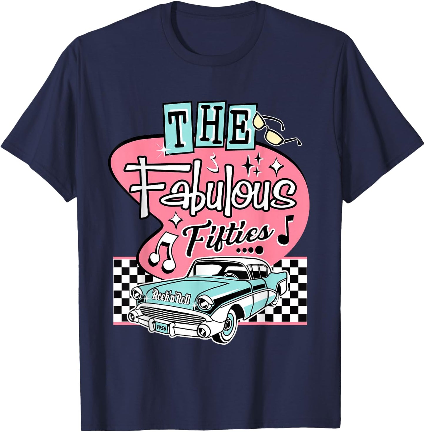 50s Rockabilly Vintage 1950s Clothing Men Sock Hop T-Shirt - T-Shirt | Navy