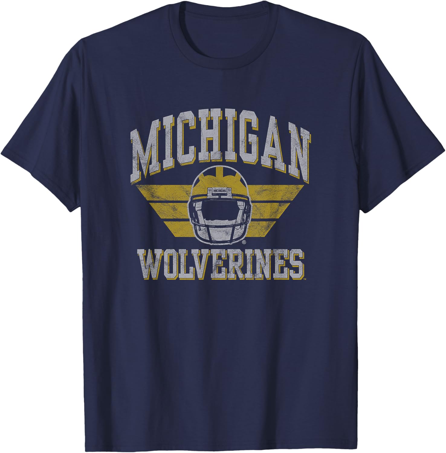 University of Michigan Wolverines U of M Football Helmet T-Shirt - T-Shirt | Navy