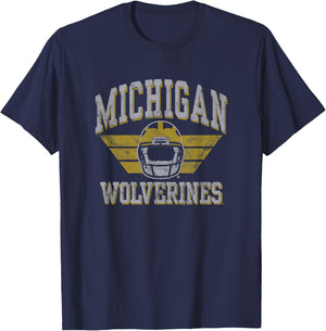 University of Michigan Wolverines U of M Football Helmet T-Shirt - T-Shirt | Navy