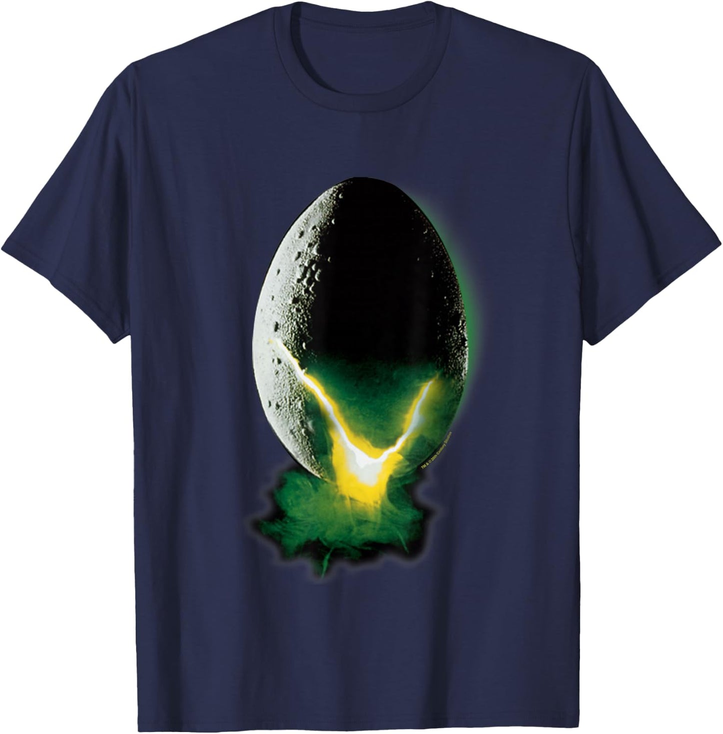 Aliens Iconic Xenomorph Egg Hatching Neon Big Chest Poster T-Shirt - T-Shirt | Navy