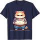 Funny Fat Cat Graphic Fat Kitten Design Chubby Cat Lover Women Girls Kids T-Shirt - T-Shirt | Navy